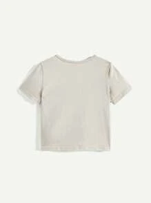 Cozy Pixies Set de 3 camisetas de manga corta para bebés niños con estampado de letra y dinosaurio de dibujos animados, en colores lisos