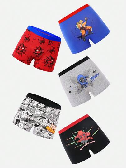 School Boy Lingerie Young Boys 5pcs Boxer Brief