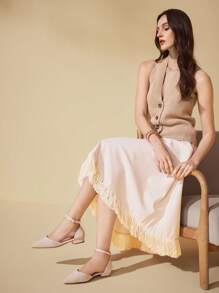 CUCCOO BASICS Apricot Comfortable Elegant Women's Low Heel Hollow Flats