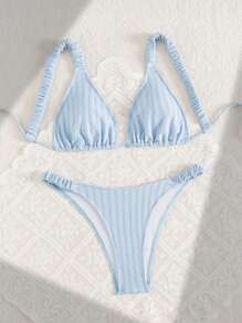 Swim Mod Set de costum de baie cu căptușeală detașabilă din două piese cu textura simplă Springbreak