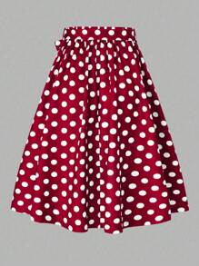 SHEIN Clasi Plus Size Polka Dot Skirt, Fashionable For Summer - Multicolor - View 2