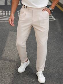 Manfinity Mode Pantalones de traje para hombre, estilo informal de negocios, adecuado para el verano