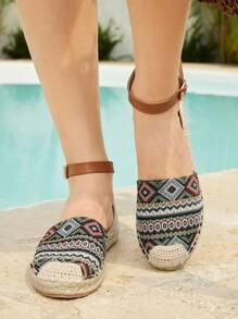 Styleloop Women's Adjustable Buckle Bohemian Style Rope Flat Sandals, Vacation - Brown - View 3