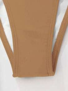 SHEIN Swim 3 Pieces Set Tie-Dye Patterned Swimsuit (Separates) For Summer Beach Vacation - Khaki - View 4