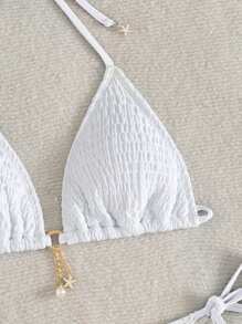 Swim Mod Women's Solid Color Two Pieces Bikini Swimwear Set For Summer Beach Vacation - White - View 5
