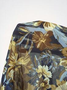 EMERY ROSE 大码女式花卉印花V领短袖休闲衬衫