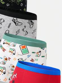 8pcs Young Boy Cute Cotton Colorful Splatter Game Console Print Briefs
