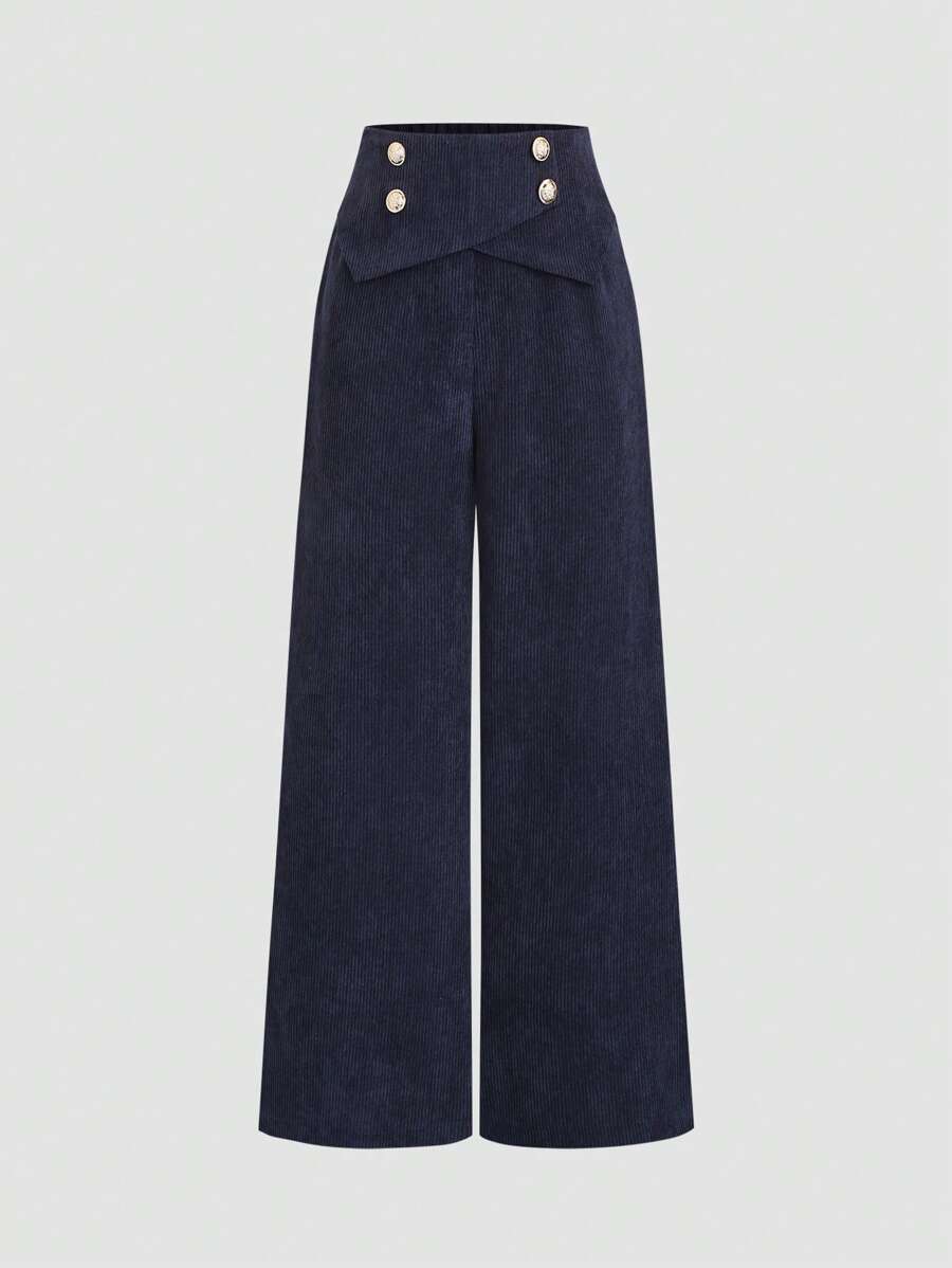 Sweetra Pantalones rectos de estilo casual de viaje azul marino para mujer, primavera/verano