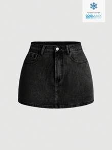 SHEIN MOD Minifalda vaquera ajustada con decoración de lazo para mujer
