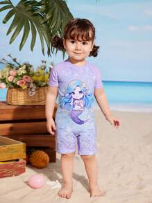 Baby Girl One-Piece Swimsuit With Positioning Print (Including Swim Cap) - Multicolor - View 5