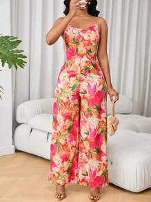 Lunelith SHEIN Lunessa Women's Summer Floral Print Sleeveless Jumpsuit For Vacation - Multicolor - View 5