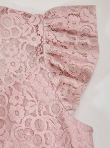 Mono elegante y de tela de encaje con pliegues para adolescentes, adecuado para fiestas y ceremonias de graduación