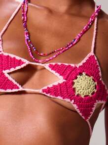 Musera Resort Bralette a uncinetto floreale con scollo ad altalena, solo top, per vacanze a Ibiza, sexy, per vacanze, primavera, estate, festival, spiaggia, romantico, elegante, compleanno