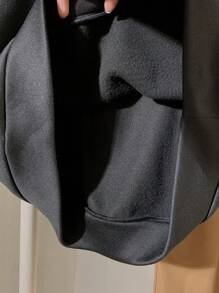 SHEIN 2pcs Teen Boys Casual Loose Comfortable Versatile Robot Bear Graphic Crew Neck Sweatshirt And Elastic Cuff Pants Set, Fleece, Thickened - Black - View 7