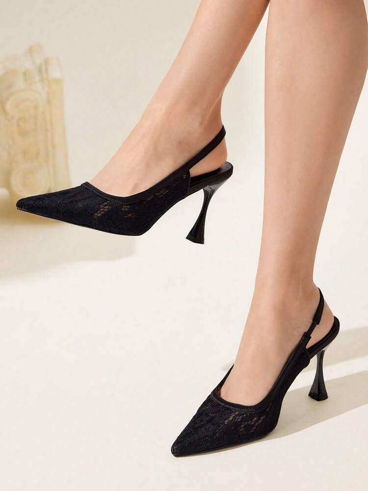 CUCCOO CHICEST Tacones altos de material de encaje negro elegante y sexy, adecuados para ir al trabajo, citas, fiestas, bodas, vacaciones y diversas ocasiones