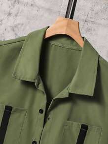 Conjunto de 3 piezas de ropa informal para adolescentes varones, incluye chaleco verde oliva, camiseta con estampado de letras y shorts utilitarios, adecuado para uso diario en verano