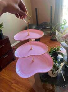3-Tier Heart Shaped Cake Stand For Creative Wedding, Birthday Party, Candy, Dessert, Afternoon, High Tea ,Valentines Wedding, Birthday,Easter,Party Favors, Parties, Valentine'S Day, Black Valentine DAY, Valentines Wedding