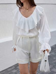 CLARA VERO 荷葉邊喇叭袖襯衫