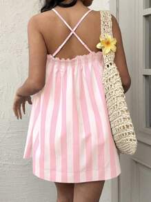 Sunnyshic Women's Casual Colorful Stripe Strap Sundress, Versatile For Holiday/Daily Wear, Spring/Summer