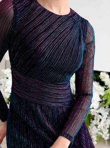 MOTF PREMIUM 纹理锁眼式后背连衣裙 - 紫色 - 查看 2