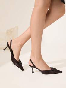 CUCCOO CHICEST Women's Geometric Buckle Decor Pointed Toe Slim High Heel Pumps, Elegant Dress Shoes For Office, Date, Party, Formal Events - Brown - View 5