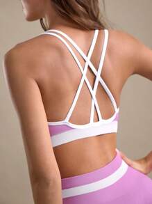 Contrast Binding Sports Set - Pink - View 4