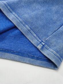 ROMWE MEN Street Life New Men's American Cartoon Graphic Printed Washed Sand Wash Short Top, Summer - Blue - View 5