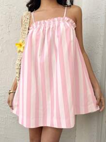 Sunnyshic Women's Casual Colorful Stripe Strap Sundress, Versatile For Holiday/Daily Wear, Spring/Summer