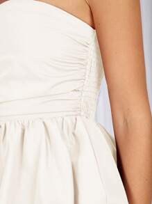 COSMINA Top tubo acortado de unicolor elegante con volante en el bajo para mujer, verano