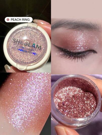 Gleam Chaser Eyeshadow Topper-Peach Ring 5 Colors Glitter Eyeshadow Powder Shimmer Finish Blendable Smooth Shiny Eyeshadow Brand Beauty Makeup Face Paint Cosmetic For Women Girls Perfect For Fall Winter Ideal For Y2K Fancy Fashion Suitable For Birthday Christmas Present Party Ready Best Color