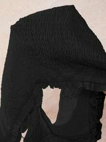 SHEIN SXY Women's Plus Size Bohemian Solid Color Ruffle Off Shoulder Short Sleeve Blouse