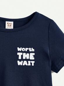 Cozy Pixies Set de 3 camisetas de manga corta para bebés niños con estampado de letra y dinosaurio de dibujos animados, en colores lisos