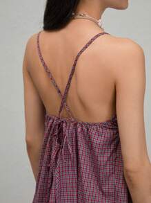 COUREZ Check Babydoll Cami Dress /Summer Outfits For Women /Summer Dresses Going Out Outfits Casual /Y2K Vacation Holiday Cotton Cotton Vintage - Multicolor - View 7