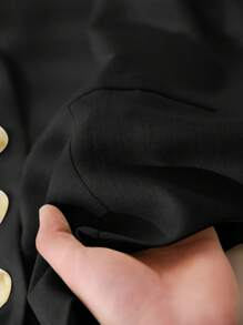 CosyJoli 大码女装夏季复活节和春季新款时尚商务休闲外出办公室教堂休闲通勤优雅商务亚麻无袖马甲秋冬 - 黑色 - 查看 6