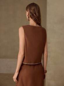 MOTF EYELET EMBROIDERY BUTTON UP TANK TOP