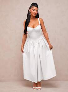 Radiana 优雅性感的复古宫廷风格纯杏色/卡其色细肩带连衣裙，公主薄纱连衣裙，浪漫的情人节约会/派对/生日/婚礼/下午茶/毕业舞会/正式场合/休闲郊游/度假/海滩度假 - 白色 - 查看 5