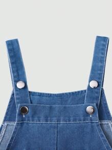 Elladie kids Young Girl' Cartoon Butterfly Print Denim Bib Pants, Casual Fashion Outfit For Summer