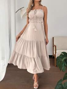 SHEIN Umstandsmode Lässig einfarbiges Trägerkleid mit offenem Rücken für den Urlaub