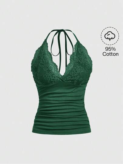 Trägertop mit Kontrast Spitzen,