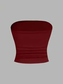 SHEIN EZwear 3pcs Set Women Casual Crinkle Ruched Fitted Tube Top - Multicolor - View 5