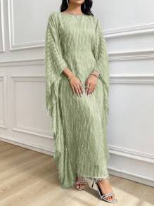 Al Najma Robe abaya turque longue et élégante de couleur unie texturée pour femmes, Caftan modeste