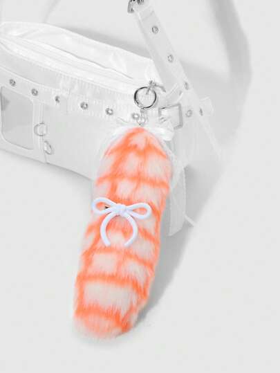 Grunge Punk 1 set Style Miu Polyvalent Mignon et Chic Queue de fourrure animale orange faux + Pince à cheveux nœud blanc Épingles à cheveux Combinaison Kit Porte-clés breloque de sac, Convient pour le port quotidien des femmes/filles, Cadeau de vacances