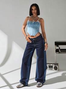 EURMUSE Blugi cu talie joasă, spălați, casual