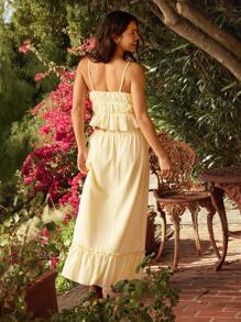 WESTFADE Top corto acampanado con volantes en varias capas, cuello de corazón y lazo delantero, para verano, primavera, vacaciones en la playa, festivales de música