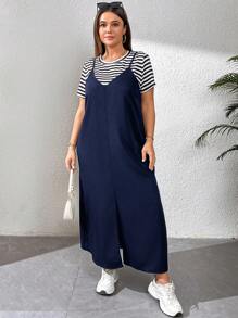 SHEIN Essnce Traje informal para mujer talla grande, vestido de dos piezas, traje de verano de mujer de dos piezas, conjunto de concierto, conjunto para salir, conjunto para concierto country de verano