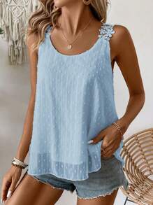 EMERY ROSE Women Tank Top Solid Color Spaghetti Straps, Fashionable For Summer - Baby Blue - View 6