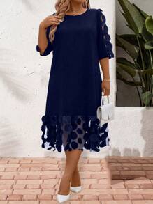 SHEIN Clasi Plus Size Women Summer Elegant Mesh Patchwork Dress