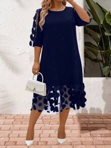 SHEIN Clasi Plus Size Women Summer Elegant Mesh Patchwork Dress