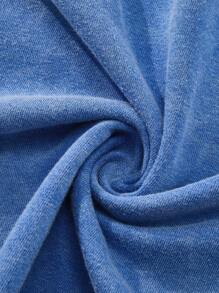 ROMWE MEN Street Life New Men's American Cartoon Graphic Printed Washed Sand Wash Short Top, Summer - Blue - View 7