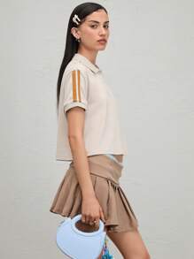 COUREZ Camisa polo boxy a rayas / Atuendos de verano para mujer / Blusas de verano para salir Blusas casuales / Vintage Y2K